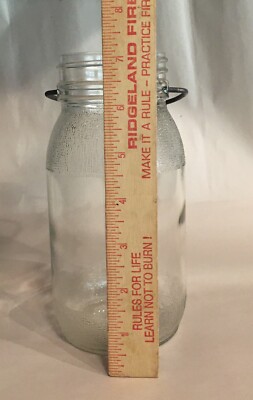 Vtg Clear Glass Jar Metal Handle J In Keystone 24 Oz Knox