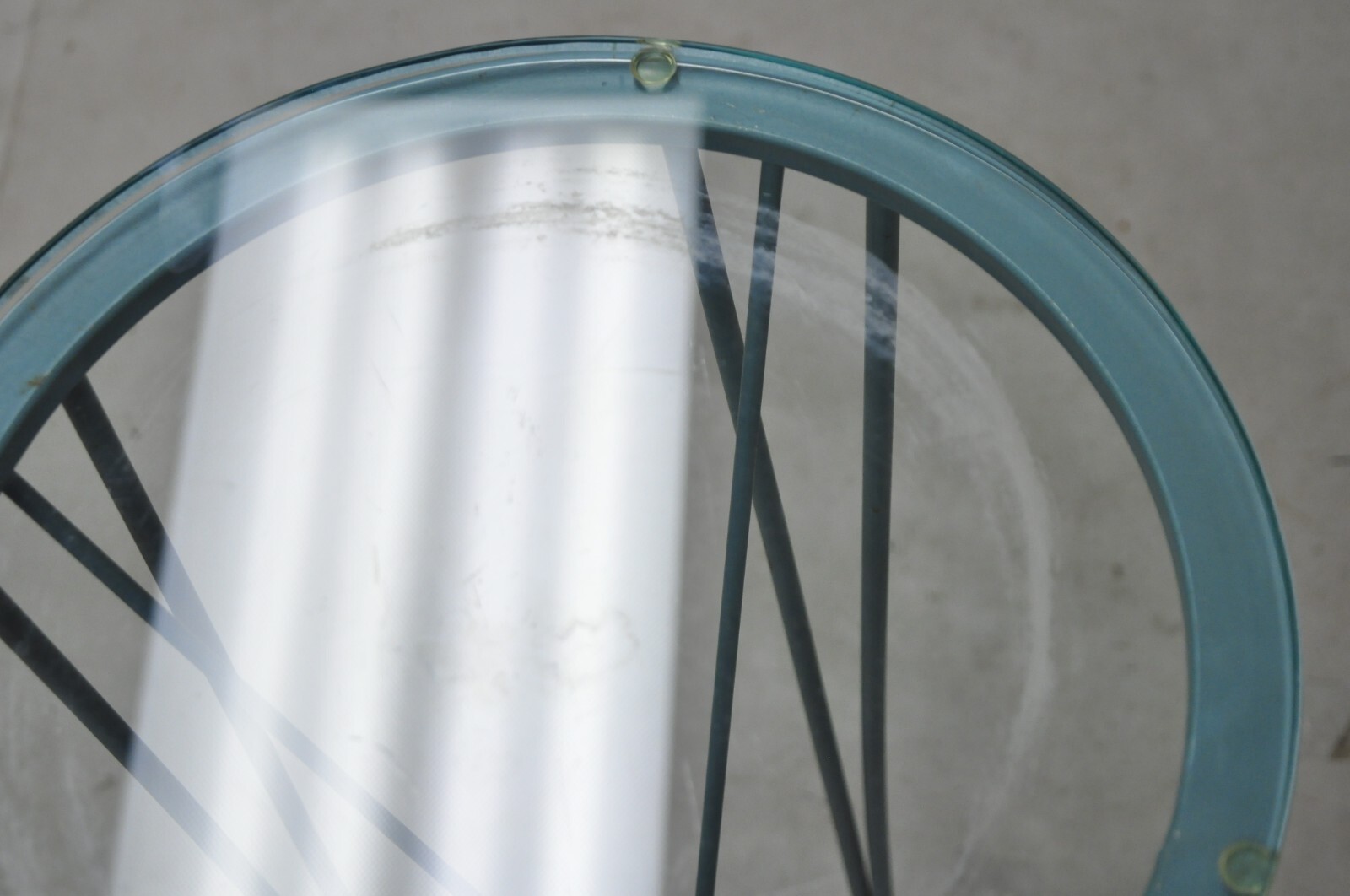 Modern Directoire Style Blue Skyscraper Glass Top Pedestal Stand Side