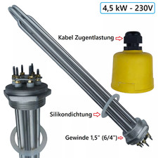 4,5kW Heizstab 230V  6/4" für Pufferspeicher Heizelement Patrone Wassererwärmung