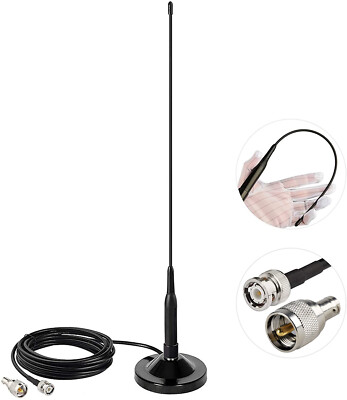 VHF UHF Ham Radio Soft Whip Antenna 5M BNC &PL259 For Radio Shack Police Scanner