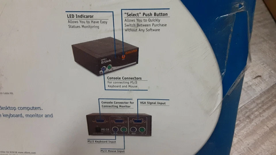 D-Link 2 Port KVM Switch Multi Computer Management (Unopened Sealed Factory New) - Image 3 of 4