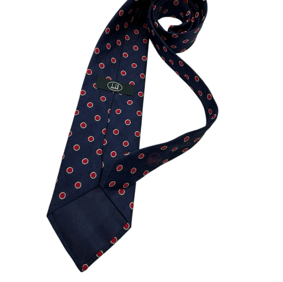 Corbata Dunhill Azul Marino/Rojo Lunares Seda LUJO INGLATERRA Foto 2 de 4