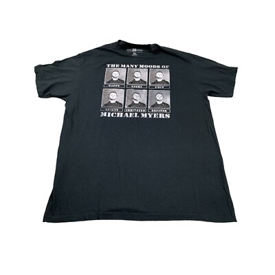 Halloween T-Shirt Women XL Black Many Moods Michael Myers Emotion Graphic Cotton