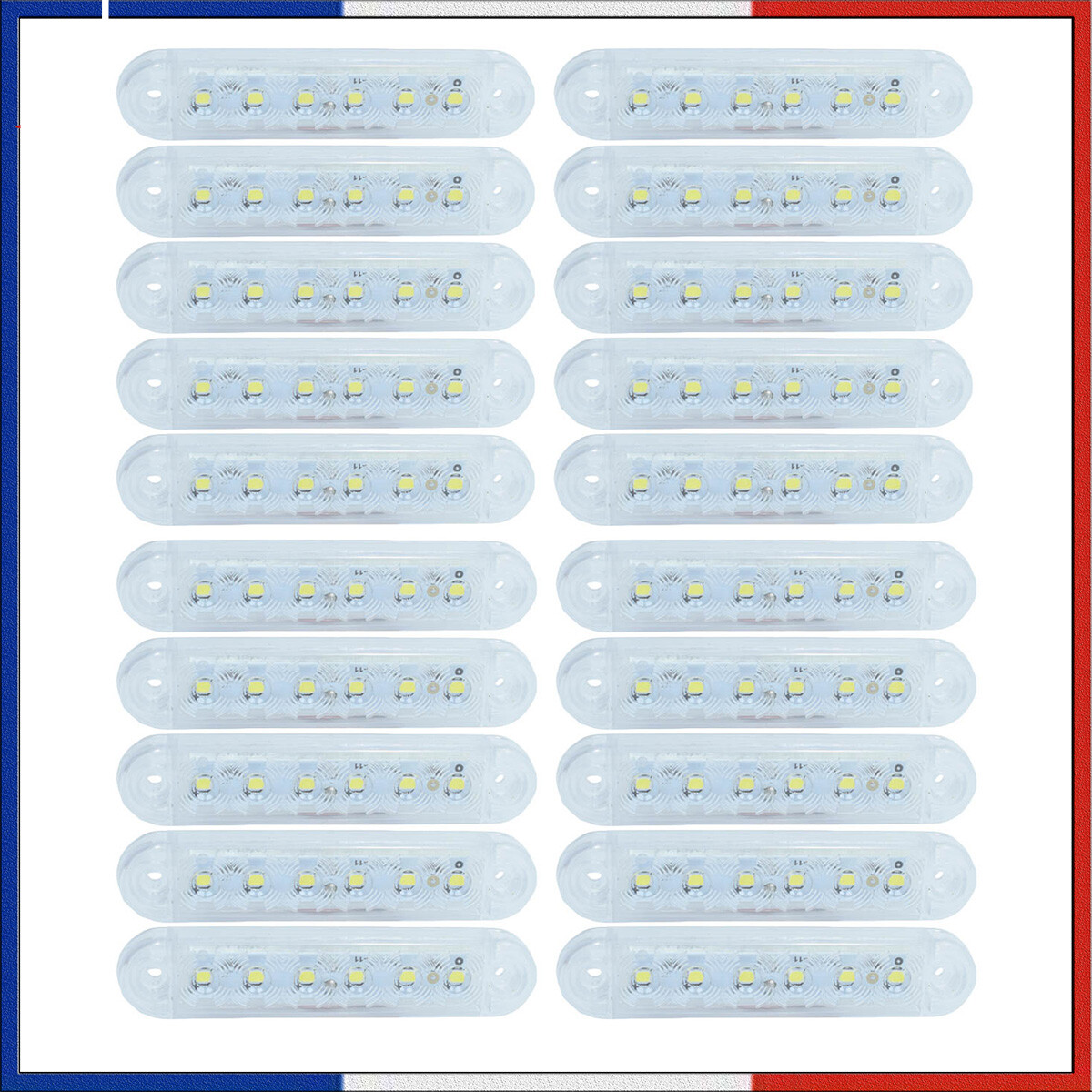 Feu de balisage blanc 24V à 6 LED SMD pour camion et remorque Scania Daf lot de 20