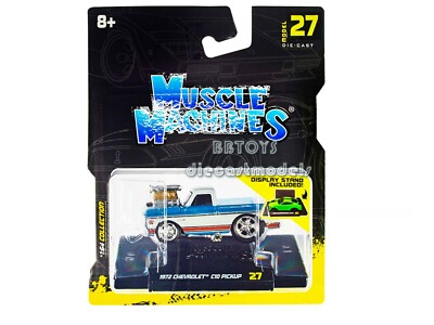 1972 CHEVROLET C10 PICKUP BLUE & WHITE 1/64 DIECAST BY MUSCLE