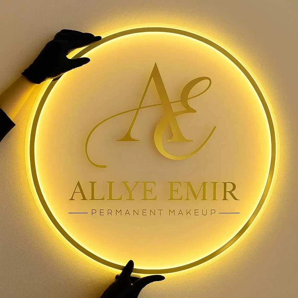 Custom Acrylic LED Logo Sign – Gold 3D Backlit Wall Décor for Salon Business - Image 2 of 4