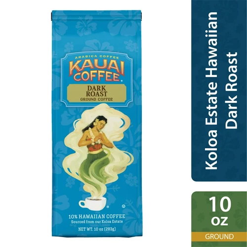Kauai Ground Coffee Koloa Estate Hawaiian, Dark Roast, 10 oz Package [FAST SHIP]