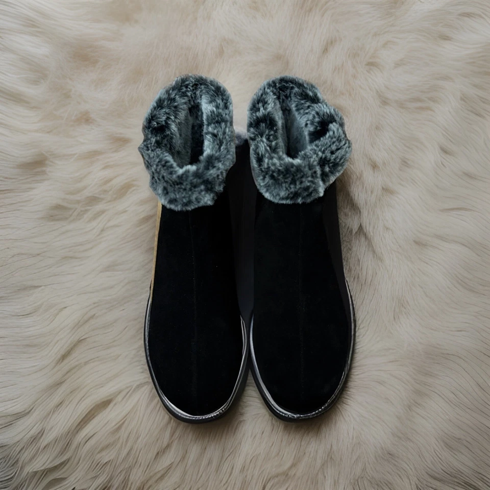 SoftWalk Helena загрузки в черной замше размер 8 серый искусственного меха отделки совершенно новый так мягкий! - Изображение 2 из 4