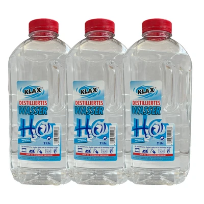 Klax Destiliertes Wasser für Starterbatterien Haushalt Hobby und Labor 2L (3er)