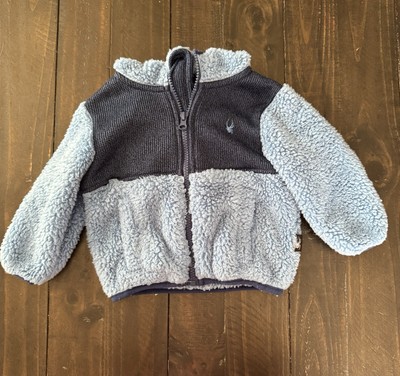 SPYDER BABY TODDLER FLEECE ZIPPERED HOODIE JACKE SIZE 12 MONTHS BLUE