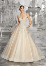 Morilee Crystal Beaded Venice Lace Wedding Dress 8190 Mahala Ivory Light Gold 10