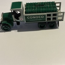 Camion publicitaire huile Conoco Continental jouet citerne moulé sous pression, vert et blanc