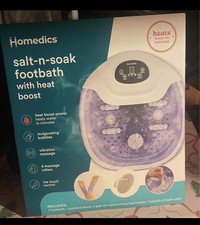 HoMedics Salt-N-Soak Foot Bath Heated Bubbles Vibration Toe-Touch LED 3-Speed