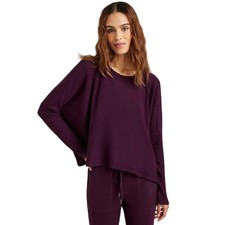 Splendid Women Plum Waffle Knit London Oversize Relaxed Long Sleeve Top Size S