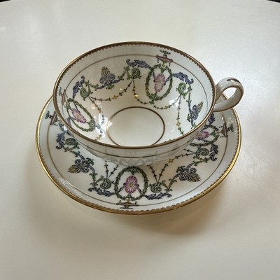 Antique Minton Adam Pattern Bone China Teacup & Saucer 1913 H2581 England