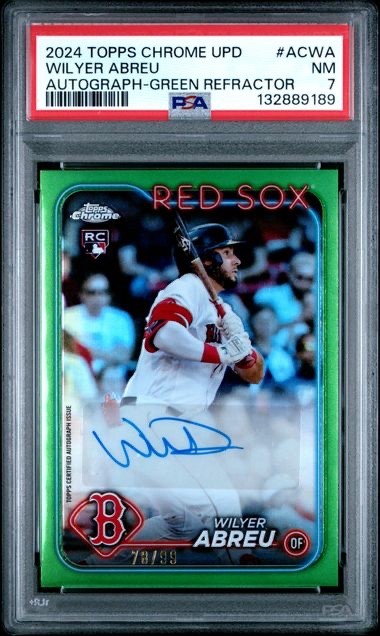 2024 Topps Chrome Update Green Refractor /99 Wilyer Abreu Rookie Auto #ACWA PSA
