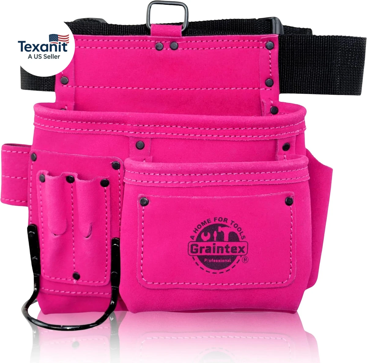 Pink Tomboy Tools Utility Tool Belt With Multiple Pockets & Adjustable Strap 10-Pocket Pink Canvas Tool Beltt | The Original Pink Box main image 4