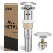 All Metal Bathroom Sink Drain with Strainer Basket Hair Catcher Anti Clog Pop...