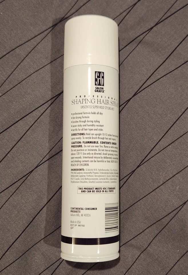 Spray modelador profesional para cabello Salon Grafix Super Hold 8 sin perfume SG 10 oz RARO Foto 2 de 2