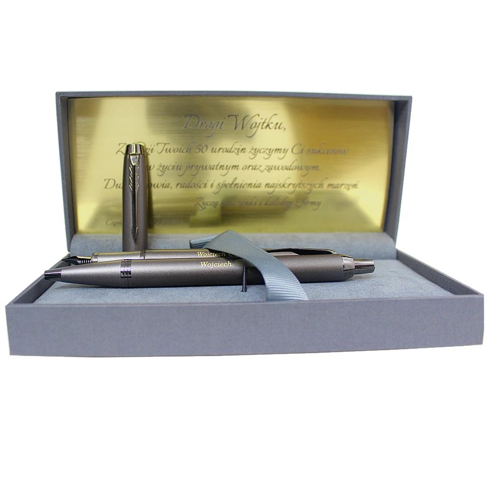 Parker IM Set Monochrome Bronze Kugelschreiber + Füllfederh Gravur Plakette - Bild 4 von 4