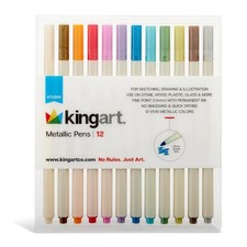 KINGART Metallic Marker Pens, 12 Colors 1 Count Pack of 1 , Multi