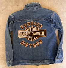 Vintage Harley Davidson Jacket Youth 8/10 Denim Jean Biker HD EMBROIDERED FLAWS