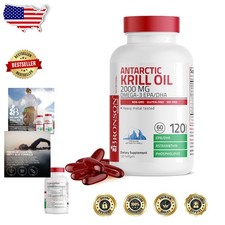 Unflavored Krill Oil 2000mg: Potent Omega-3 EPA DHA, Astaxanthin, 120 Softgels