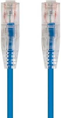 Cat.6A Ethernet Patch Blue & Withe Cable Slim 28AWG Copper RJ-45 LAN Network