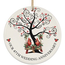 Cute Bird Couple Love 47 Years Ornament 47th Wedding Anniversary Christmas Gift