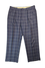 Polo Ralph Lauren Vintage USA Pleated Navy Blue Window Pane Pants Mens 40x30
