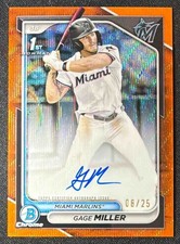 2024 Bowman Draft Gage Miller Chrome Auto Orange Wave Refractor /25 1st Prospect