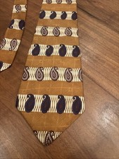 Roberto Villini Italy 100% Imported Silk Gold Stripes Paisley 4 Inch USA made
