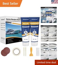 Kit de reparación de barcos de fibra de vidrio blanco, kit de reparación de capa de gel para barcos, para barcos, E...