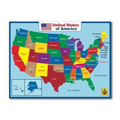 United State Map Laminated Poster -Double Side Educational Poster For Kids/Adult