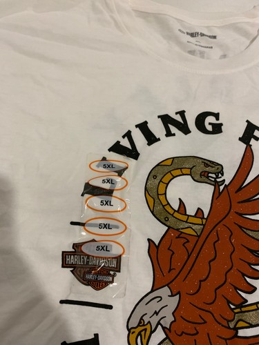 Harley-Davidson Shirt 5XL White Living Fast Dying Last Bald Eagle Biker Motorist - Picture 4 of 9