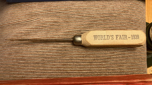 Vintage 1939 Worlds Fair San Francisco Promotional Ice Pick, Personalized
