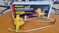Vintage Nelson Dial-A-Rain 55 Yellow Cast Metal Sprinkler Model N-55A W/BOX