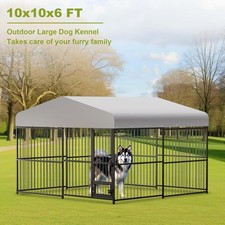Heavy Duty Dog Kennel Pet Metal Playpen Large Animal Cage Outdoor 10x10x6FT