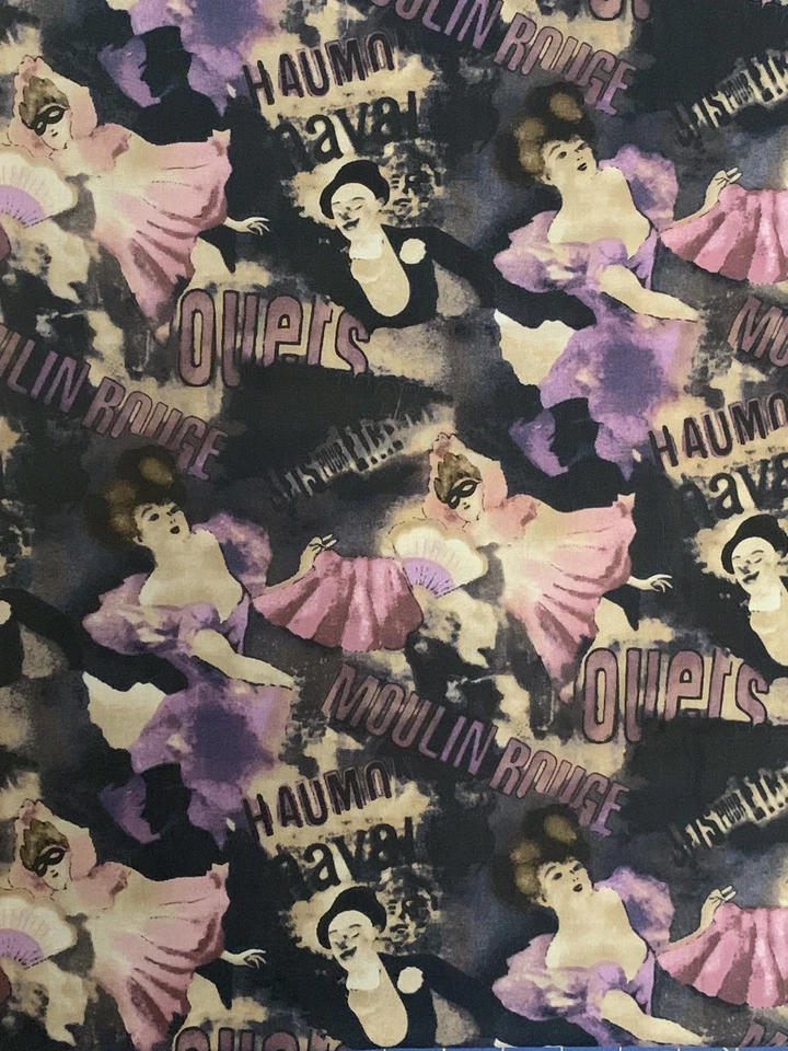 *OOP/HTF* Moulin Rouge cotton fabric BTHY by Beth Ann Bruske for David textiles - Image 2 of 4