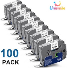 100PK Brother P-Touch TZ-231 TZe-231 12mm Label Tape Black on White 1/2" PT-D210