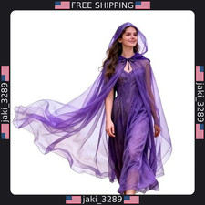 CanB Women's Full Length Hooded Cloak Cape - Gothic Witch Cosplay Outfit