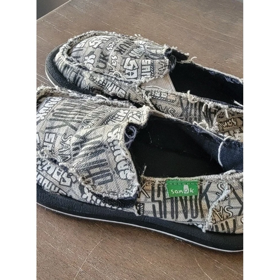 Sanuk NIÑOS ACERA SURFISTAS VAGABOND zapatos sin cordones caqui usados en excelente estado talla 9 Foto 2 de 4