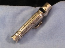 NICE ANTIQUE GEORGE III STERLING SILVER GEORGIAN WHISTLE FOB 1814