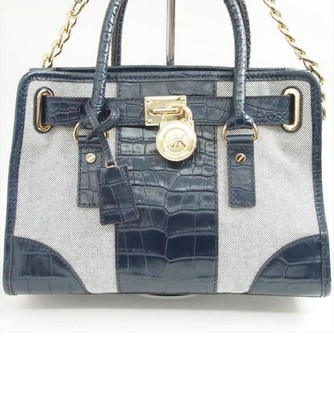 Michael Kors Hamilton East West Satchel Navy/Gold