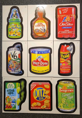 Lot of 9 2010 Topps Wacky Packages Series Stickers Play Doze V6 Log Coffin Nrmt