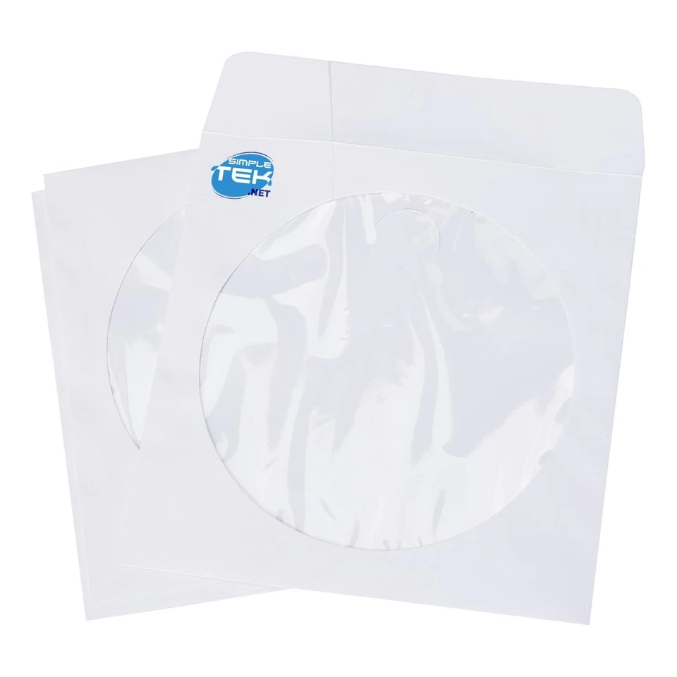 VERBATIM 50 X BUSTE TASCHE PORTA CD DVD BLU-RAY DISCHI IN CARTA BIANCA FINESTRA - Immagine 2 di 4