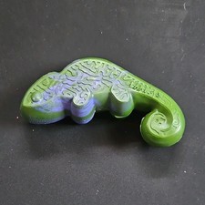 Green and Purple Plastic Chameleon Figurine