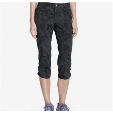 EDDIE BAUER WOMENS SIZE 8 TRAVEX FLEXION WP HORIZON CAPRI - PRINT CARBON