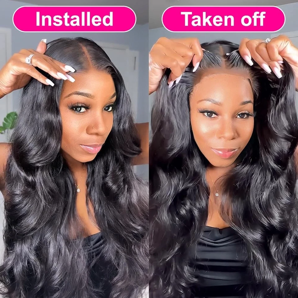 Glueless Wigs Human Hair Pre Plucked Pre Cut 4X4 Body Wave Lace Front Wig - Image 3 of 4