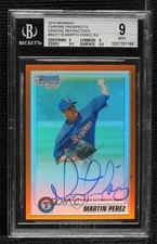 2010 Bowman Chrome Prospects Orange Refractor 4/25 Martin Perez BGS 9 Auto 1t4